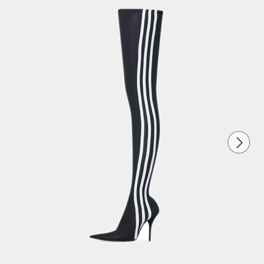 Stylish Black and White Over the Knee Boots